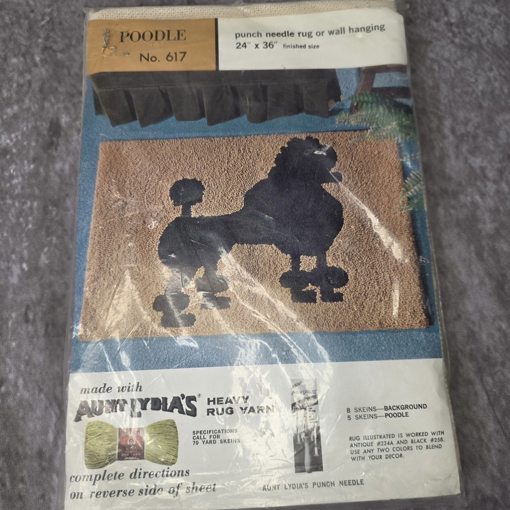 Vintage Aunt Lydia's Poodle 617 Punch Needle Heavy Rug Pattern 24" x 36"